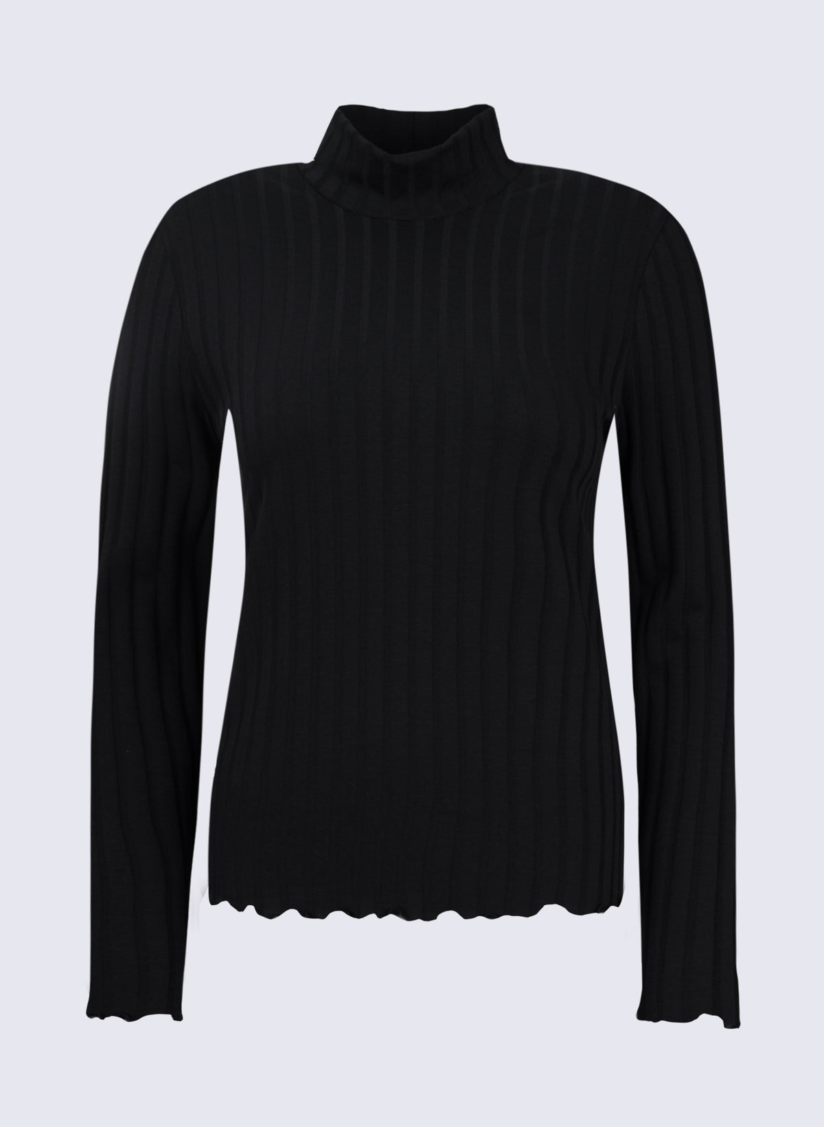 Damen Stehbund-Shirt mit breiter Rippenoptik