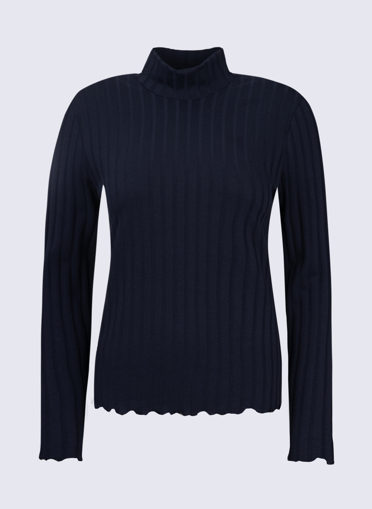 Damen Stehbund-Shirt mit breiter Rippenoptik