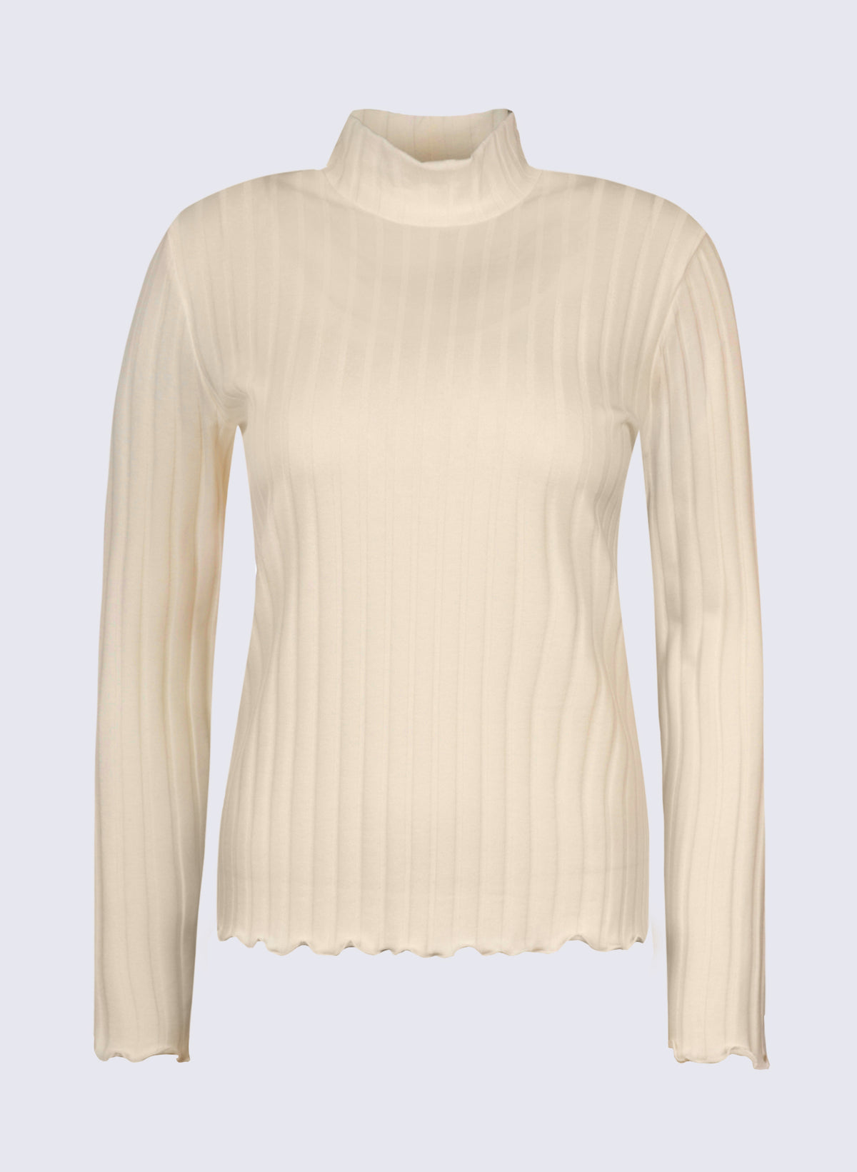 Damen Stehbund-Shirt mit breiter Rippenoptik