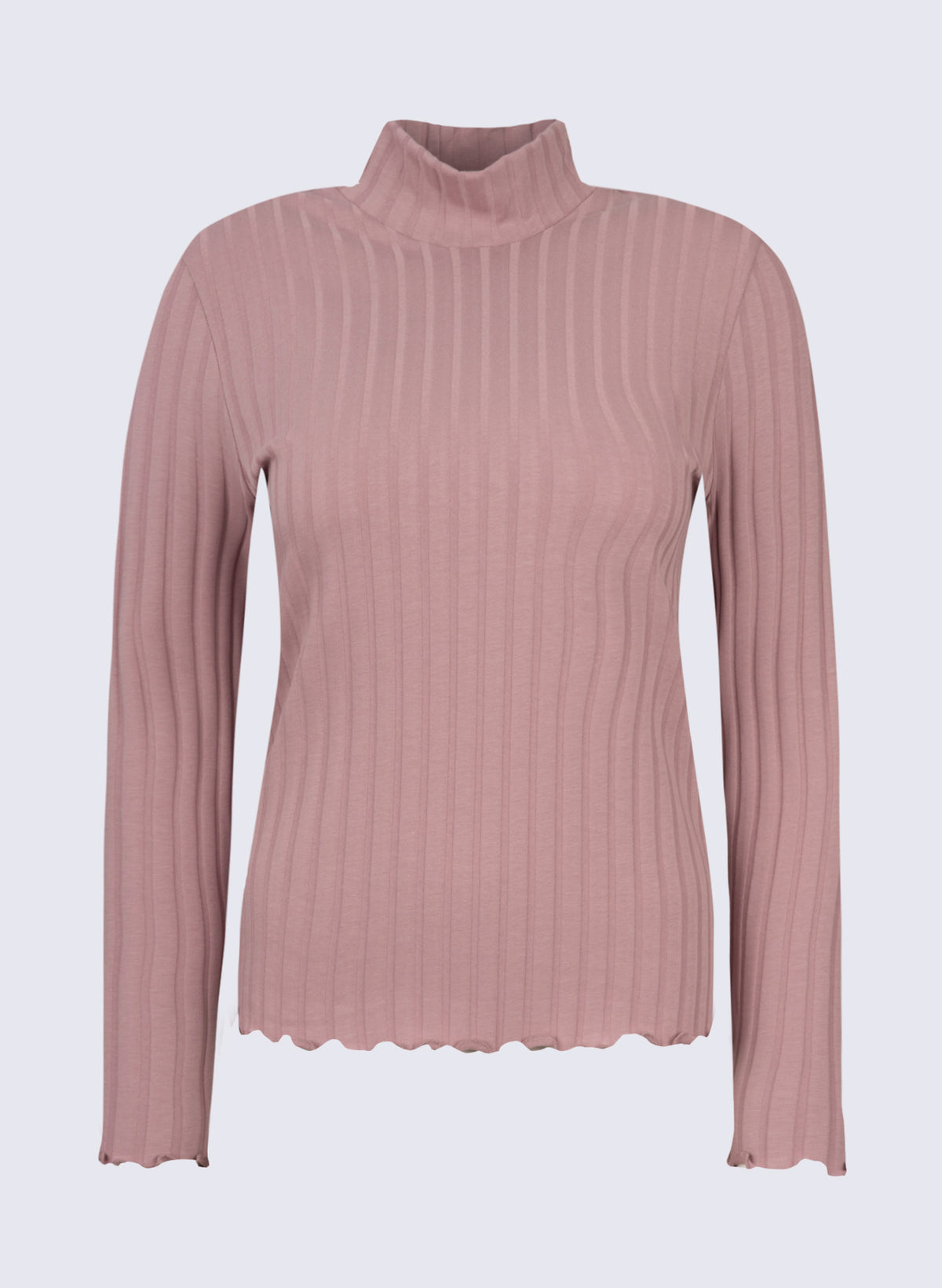 Damen Stehbund-Shirt mit breiter Rippenoptik